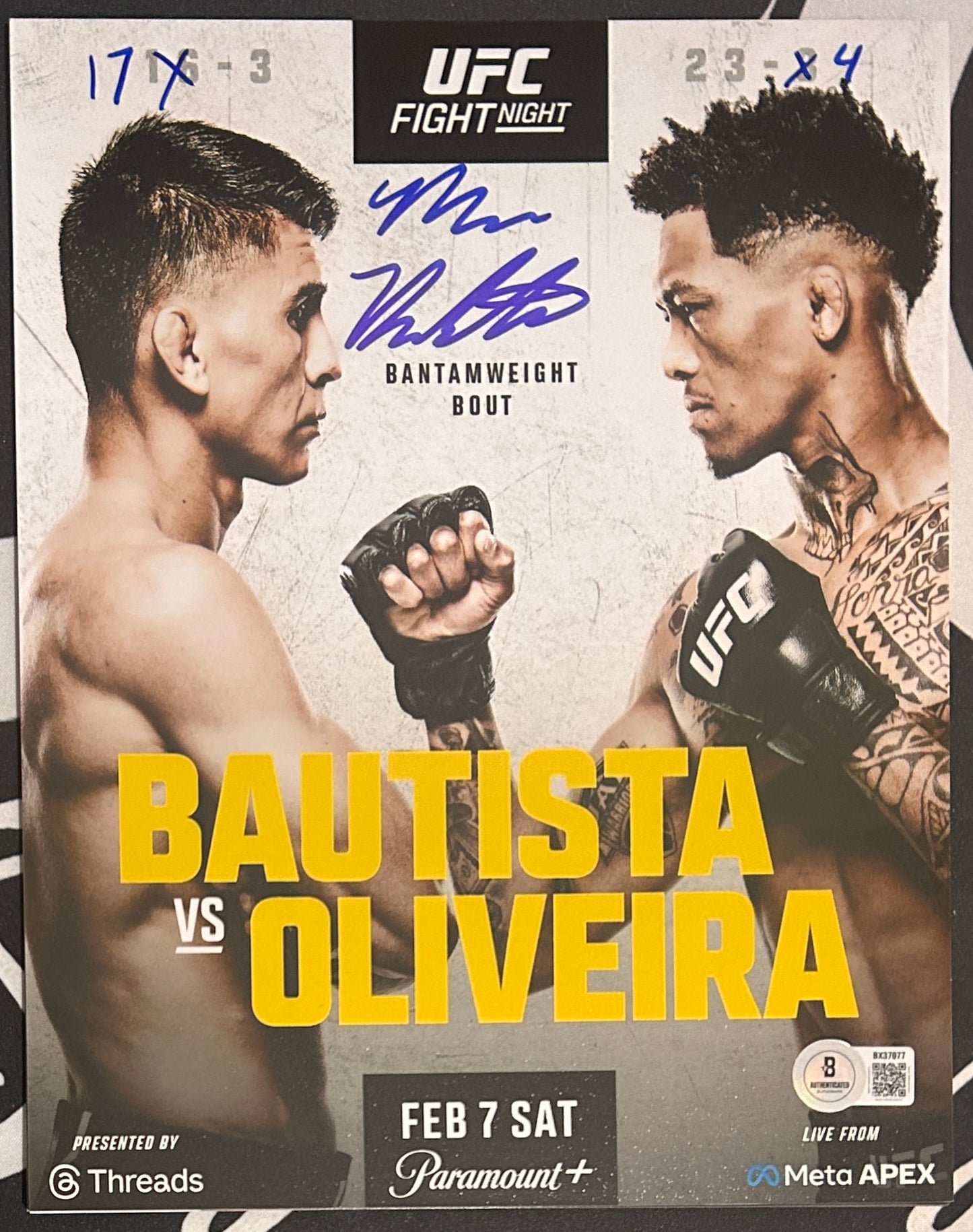 Mario Bautista Signed 8x10 Photo with Inscription, Beckett COA & Free Shipping!