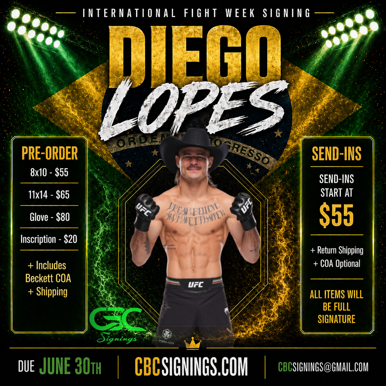 PRESALE: Diego Lopes Signing – Inscription Add-On