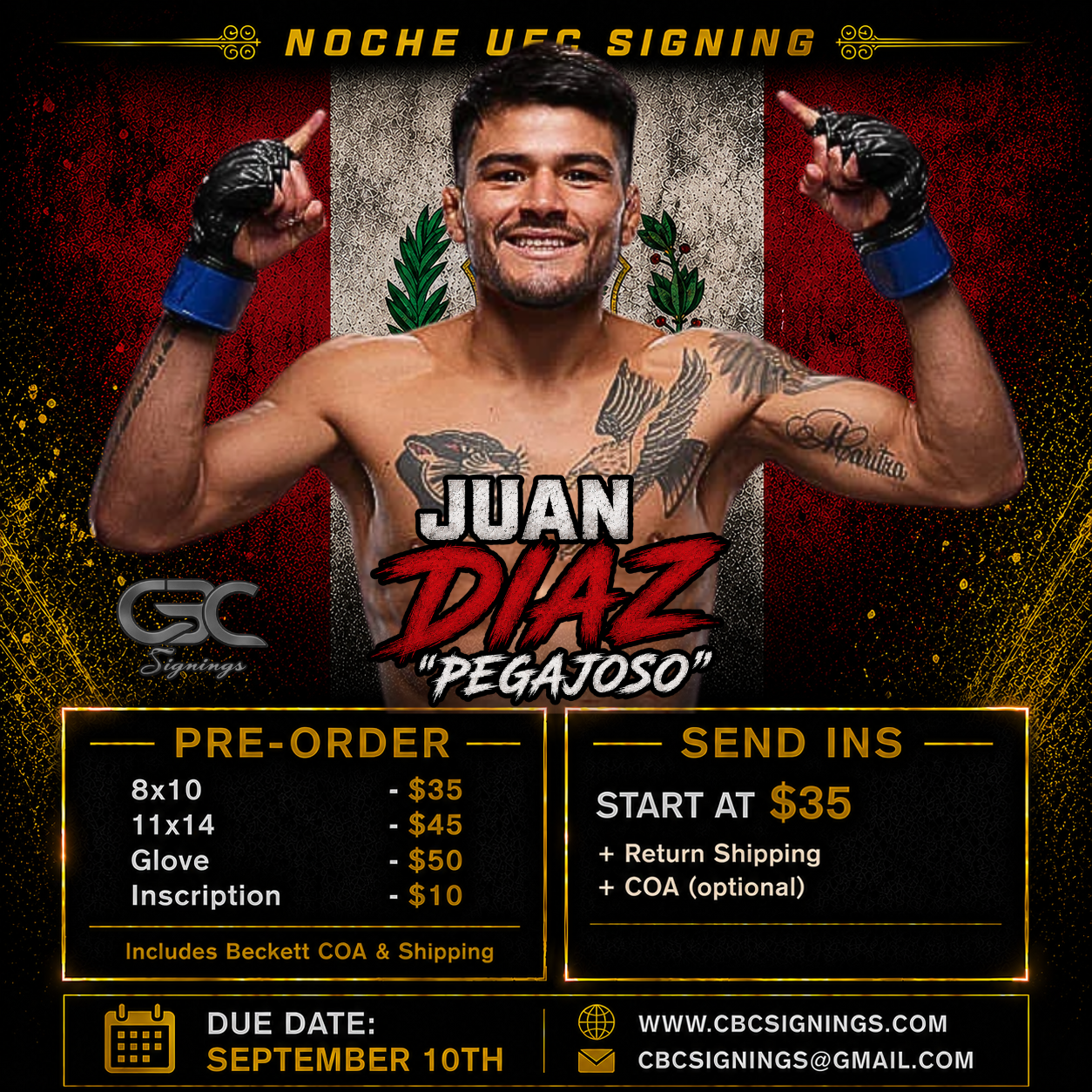 PRESALE: Juan Diaz Glove With Beckett COA & Free Shipping