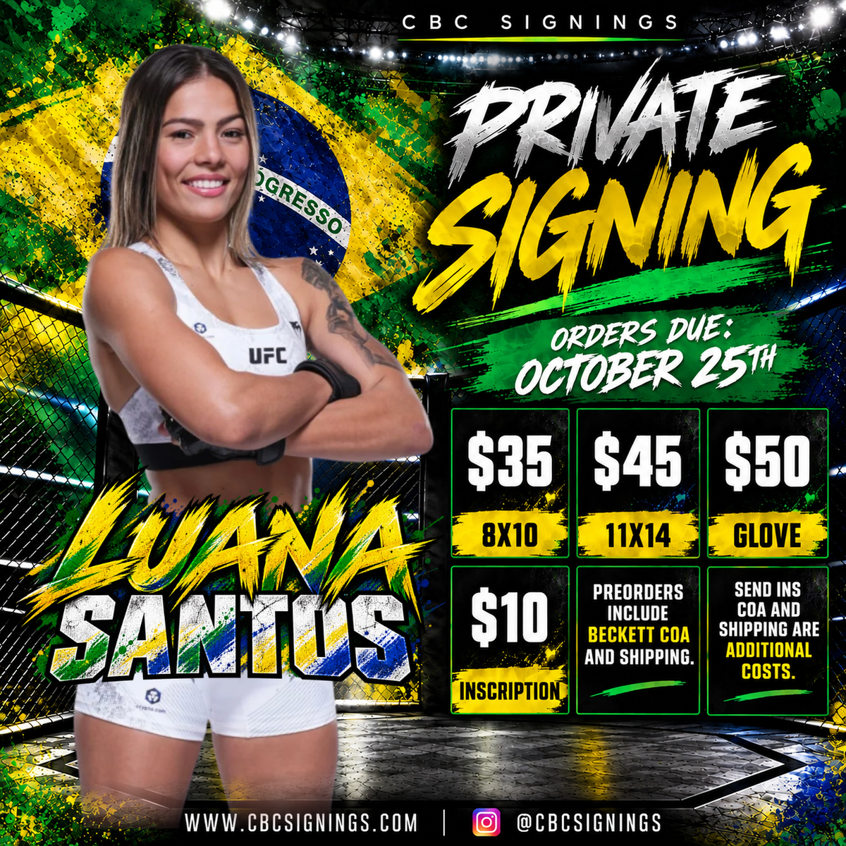 PRESALE: Luana Santos Glove With Beckett COA & Free Shipping